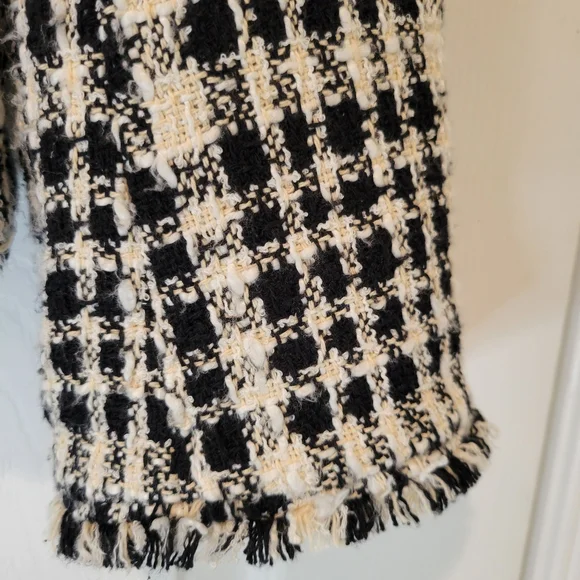 ANN TAYLOR TWEED Yellow Black and White Plaid Women's Blazer Sz 10 - Picture 15 of 15